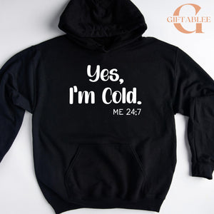 A black hoodie with white text on it.