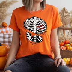 Skeleton Rib Cage Shirt – Gothic Halloween Graphic Tee