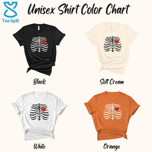 Skeleton Heart Shirt – Distressed Rib Cage Halloween Tee