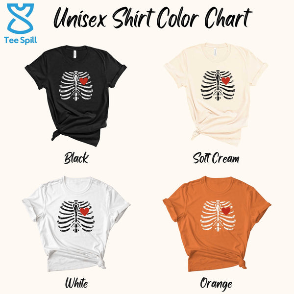 Skeleton Heart Shirt – Distressed Rib Cage Halloween Tee