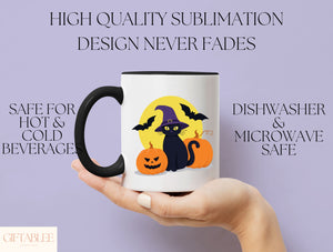 Black Cat Halloween Mug – Witchy Coffee Cup for Spooky Season