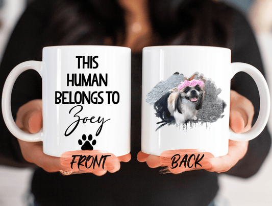 Dog Dad Gift, This Human Belongs To Photo Mug For Fur Parents’ Birthday, Dog Dad, Custom Dog Mug, Dog Mama, Dog Mug For Dog Parent’s