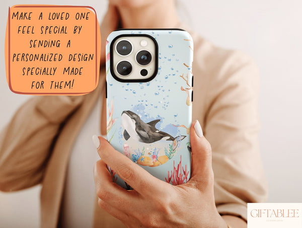 Cute Orca Whale Phone Case – Watercolor Underwater Ocean Design