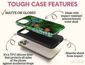 Tropical Pattern Phone Case – Pastel Monstera, Pink Pineapple & Floral Botanical Design