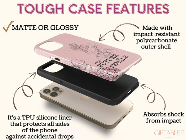 The Future Is Female Phone Case – Feminine Line Art & Botanical Design