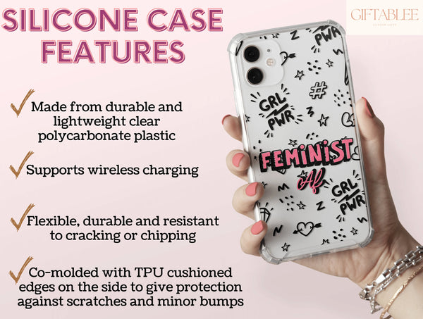 Feminist AF Phone Case – Bold Girl Power Doodle Design