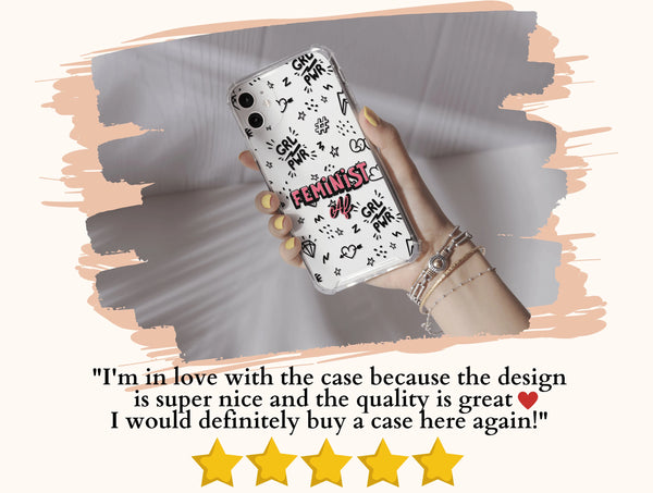 Feminist AF Phone Case – Bold Girl Power Doodle Design