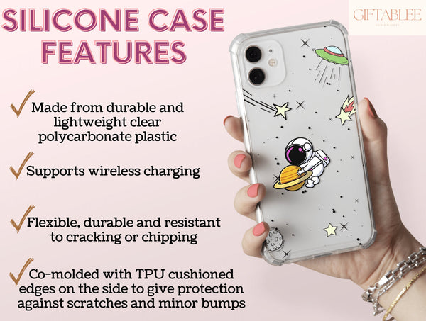 Cute Astronaut Phone Case – Cartoon Space & Colorful Galaxy Design