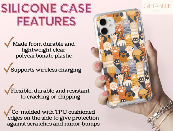 Cat Paw Print Phone Case – Cute Colorful Paw Pattern Cat Lover Gift