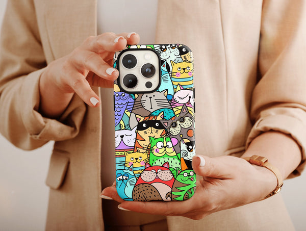 Cat Doodle Phone Case – Colorful Cat Lover