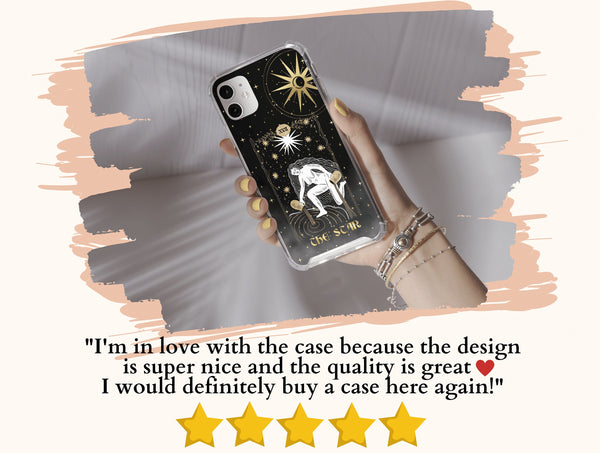 Tarot Cards Phone Case – Mystical Gold & Black Celestial Tarot Design