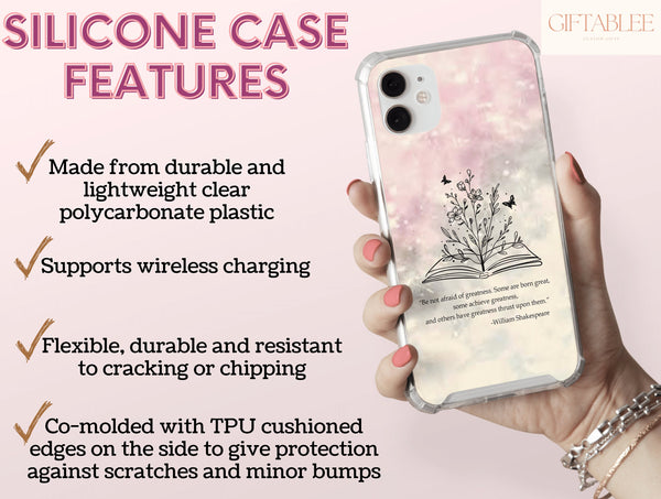 Bookish Phone Case – Open Book, Botanical & Butterfly Literary Design