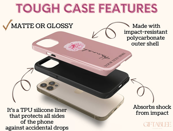 Personalized Birth Flower Phone Case – Custom Name & Birth Month Floral Design