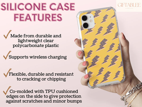 Retro Leopard Phone Case – Leopard Print Lightning Bolt Design