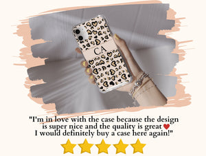 Personalized Leopard Print Phone Case – Custom Initials Heart