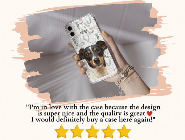 Custom Pet Face Phone Case – Personalized Floral Dog Photo Cover