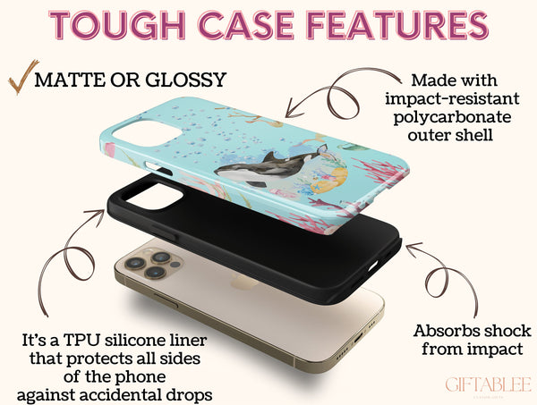 Cute Orca Whale Phone Case – Watercolor Underwater Ocean Design