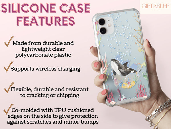 Cute Orca Whale Phone Case – Watercolor Underwater Ocean Design