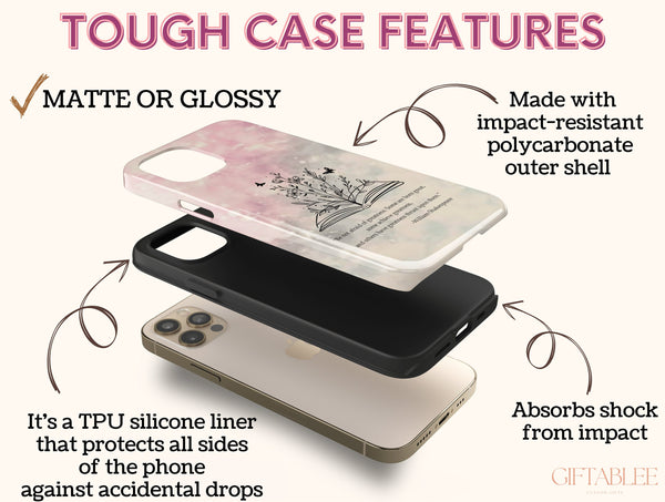 Bookish Phone Case – Open Book, Botanical & Butterfly Literary Design