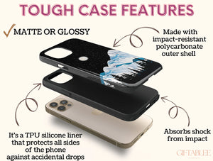 Mountain Night Sky Phone Case – Snowy Peaks & Full Moon Landscape